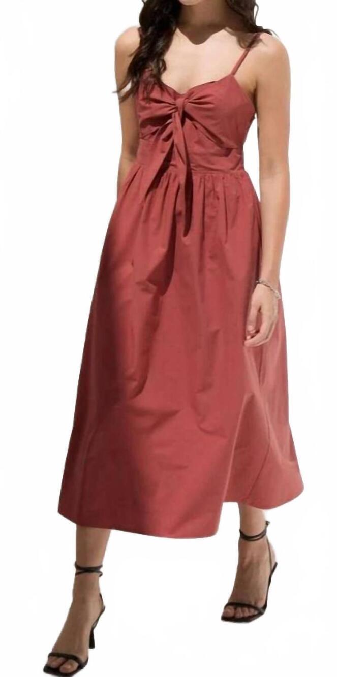 NEW DELUC padua midi dress in red brown